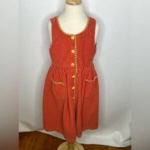 Du Pareil au Même girls burnt orange corduroy jumper dress sz 8